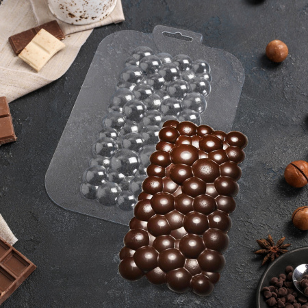 Пластиковая форма для шоколада "Плитка Пузырьки" 17х8,5х0,3см