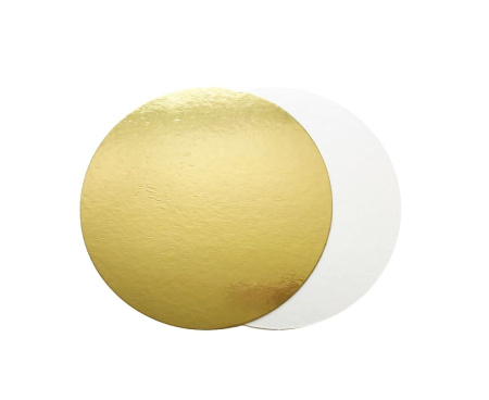 Подложка для торта D160мм золото/белая (усиленная 1,5мм)
