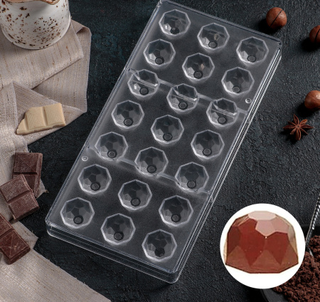 Пластиковая форма для шоколада "Бриллиант" для конфет 27,5х13,5см