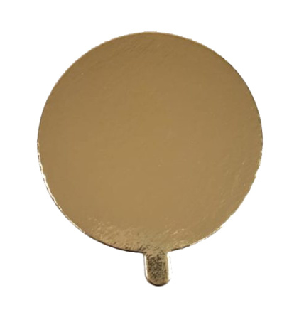 Подложка для пирожных D90 (толщина 1,5мм) золото с держателем