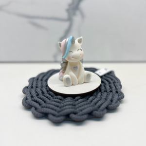 Фигурка из шоколадной глазури ЕДИНОРОЖКА розово-голубая-серебро