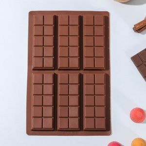 Силиконовый молд ПЛИТКА для дубайского шоколада (6 ячеек 11,5х4,5х1,3см)