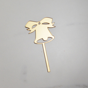 Топпер акриловый зеркальный на палочке КОЛОКОЛЬЧИК ЗОЛОТО