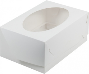 Коробка на 6 капкейков с ОВАЛЬНЫМ окном 235х160х94мм