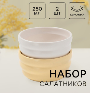 Набор чаш-салатников ЗЕФИР 250мл 2 штуки БЕЛЫЙ и ЖЕЛТЫЙ