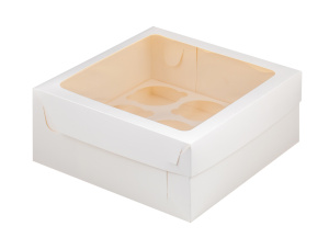 Коробка на 9 капкейков 235х235х100мм с КВАДРАТНЫМ окном