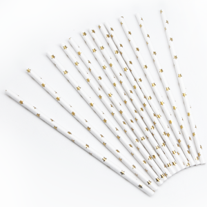 Трубочки "Звезды" белые/золото 12 штук