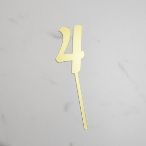 Топпер акриловый зеркальный ЦИФРА 4 золото