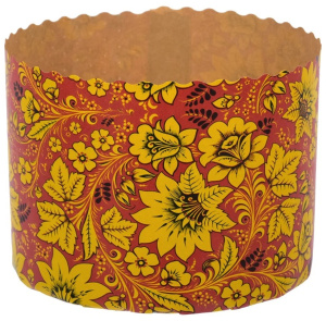 Форма "Кулич" D110мм Н85мм PANETTONE Красная Хохлома 300 грамм (10 штук)