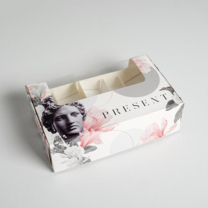 Коробка на 5 эклеров "Present" с Афродитой 25,2х15,7см