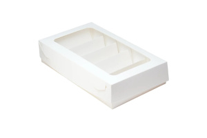 Коробка для эклеров и эскимо с окном 240х140х50мм ЦЕЛЬНЫЙ ВКЛАДЫШ