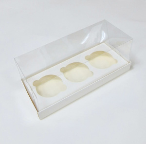 Коробка на 3 капкейка с прозрачной крышкой 250х100х100мм Коробка на 3 капкейка с прозрачной крышкой 250х100х100мм