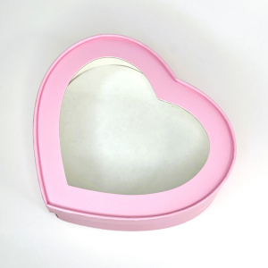 Коробка ШЛЯПНАЯ СЕРДЦЕ 215х180х55мм РОЗОВАЯ матовая