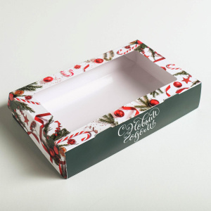 Коробка для пряников ПОЗДРАВЛЯЮ новогодняя 20х12х4см