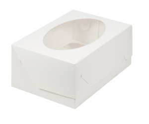 Коробка на 12 МИНИ-капкейков с ОКНОМ белая 235х160х100мм