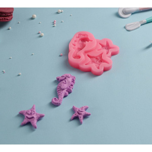 Силиконовый молд "Морской конёк и звезды"