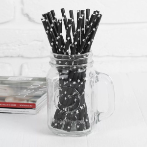 Трубочки "Звезды" черные/белые 20 штук