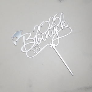 Топпер акриловый зеркальный на палочке ВЫПУСК 2025 №1 СЕРЕБРО