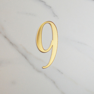 Топпер акриловый зеркальный ЦИФРА 9 золото БЕНТО (без держателя)