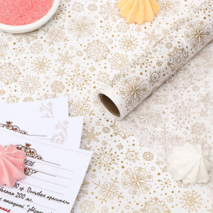 Бумага силиконизированная СНЕЖИНКИ золотые 0,38м (длина 5м) Бумага силиконизированная СНЕЖИНКИ золотые 0,38м (длина 5м)