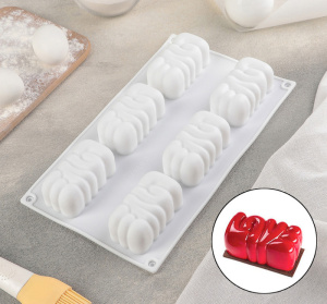Форма для муссовых десертов LOVE 6 ячеек (8х5х3,5см)