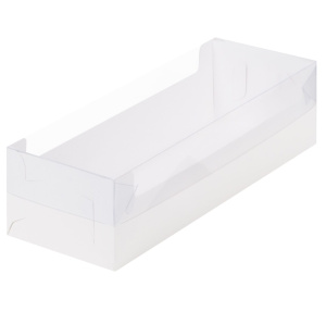 Коробка для рулета 350х120х120 с прозрачной крышкой (белая)