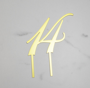 Топпер акриловый зеркальный ЦИФРА 14 золото