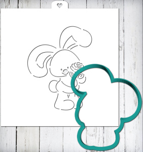 Форма с трафаретом "Зайка с розочкой"