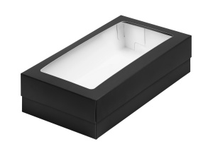 Коробка 210х110х55мм для зефира и десертов ЧЕРНАЯ