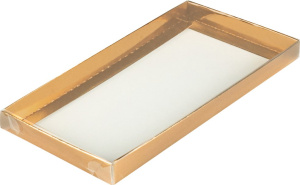 Коробка для шоколадной плитки 160х80х17мм ЗОЛОТО с ПРОЗРАЧНОЙ крышкой