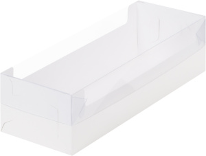 Коробка для рулета 300х120х120 с прозрачной крышкой (белая)