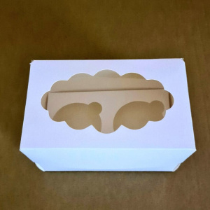 Коробка на 2 капкейка с ОВАЛЬНЫМ окном (ромашка) 165х100х100мм Коробка на 2 капкейка с ОВАЛЬНЫМ окном (ромашка) 165х100х100мм