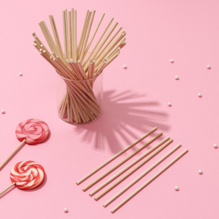 Набор палочек для леденцов 150мм 100шт дерево