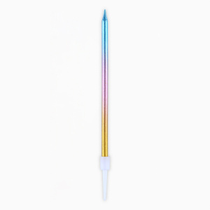 Свечи в торт MAKE A WISH голубые-фиолетовые-золото 13см 6 штук