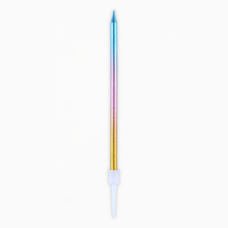 Свечи в торт MAKE A WISH голубые-фиолетовые-золото 13см 6 штук