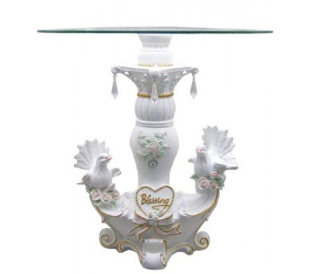 Подставка для торта СВАДЕБНЫЕ ГОЛУБИ 36х35см, стекло