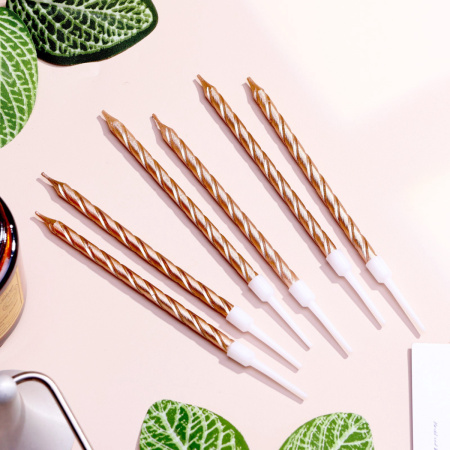 Свечи в торт Витые ШАМПАНЬ 11см 6 штук