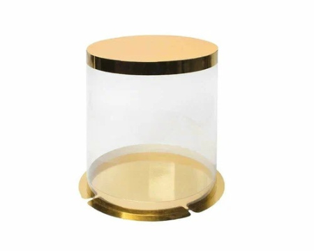 Коробка ТУБУС 200х220мм ЗОЛОТО, прозрачная