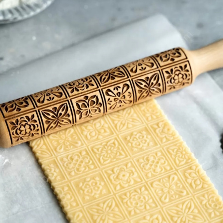 Скалка с узором ИСПАНСКАЯ ПЛИТКА с рецептом