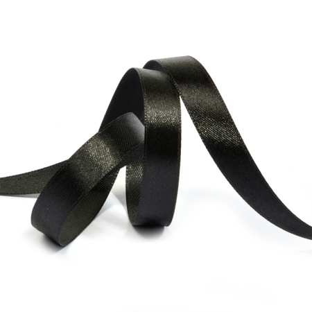 Лента атласная 12мм черная (катушка 27,4м) 3173