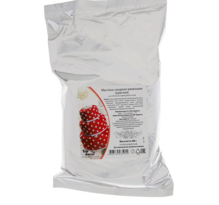 Мастика сахарная ТОП ДЕКОР ванильная КРАСНАЯ 600 грамм Мастика сахарная ТОП ДЕКОР ванильная КРАСНАЯ 600 грамм