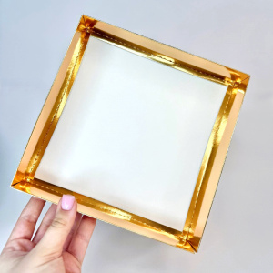 Коробка для клубники в шоколаде с прозрачным окном НОВОГОДНИЙ ШАР 200х200х40мм ЗОЛОТО