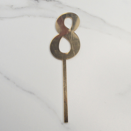 Топпер акриловый зеркальный ЦИФРА 8 золото Топпер акриловый зеркальный ЦИФРА 8 золото