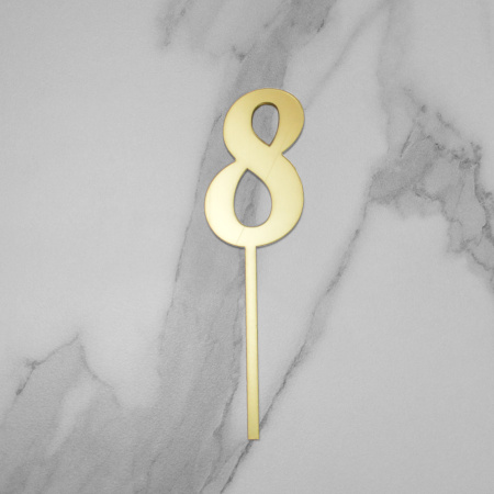 Топпер акриловый зеркальный ЦИФРА 8 золото Топпер акриловый зеркальный ЦИФРА 8 золото