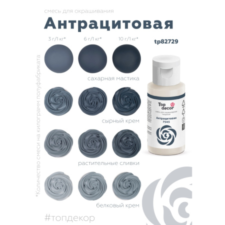 Гелевый краситель ТОП ДЕКОР Антрацитовый 7545 30 грамм