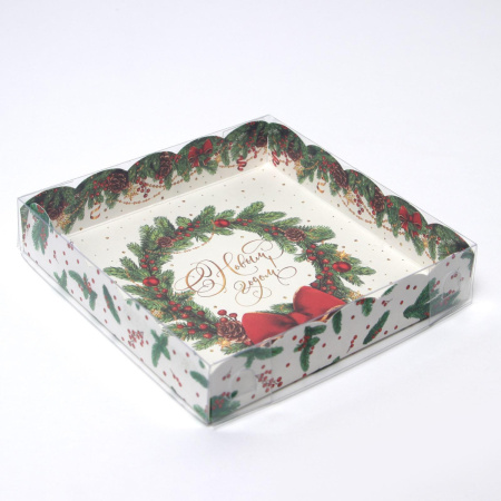 Коробка для пряников "С Новым Годом" бант 15х15х3см