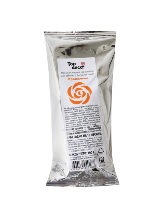Мастика сахарная ТОП ДЕКОР ванильная ОРАНЖЕВАЯ 100 грамм Мастика сахарная ТОП ДЕКОР ванильная ОРАНЖЕВАЯ 100 грамм