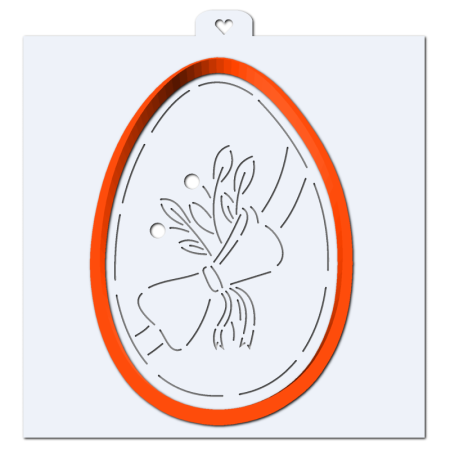 Форма с трафаретом "Яйцо с веточкой и ленточкой"