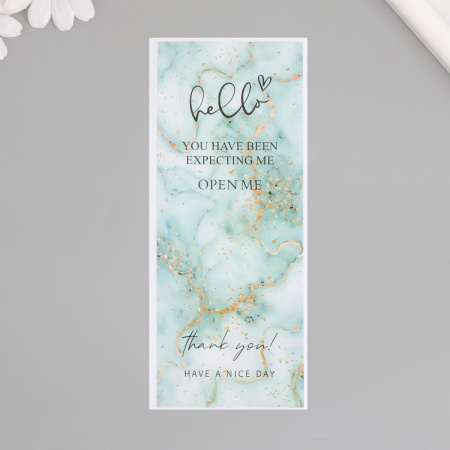 Набор наклеек THANK YOU синий мрамор с блёстками 15х6см 50 штук