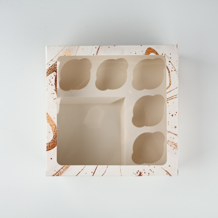 Коробка для БЕНТО+5 капкейков ДЛЯ ТЕБЯ 25х25х10см